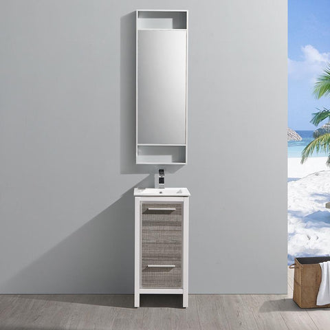 Image of Fresca Allier Rio 16" Ash Gray Modern Bathroom Vanity FVN8118HA-FFT1030BN
