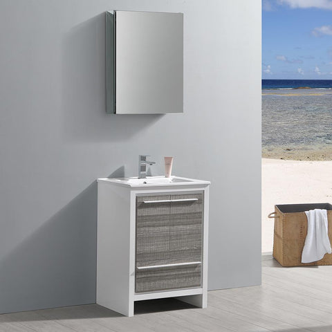 Fresca Allier Rio 24" Ash Gray Modern Bathroom Vanity FVN8125HA-FFT1030BN