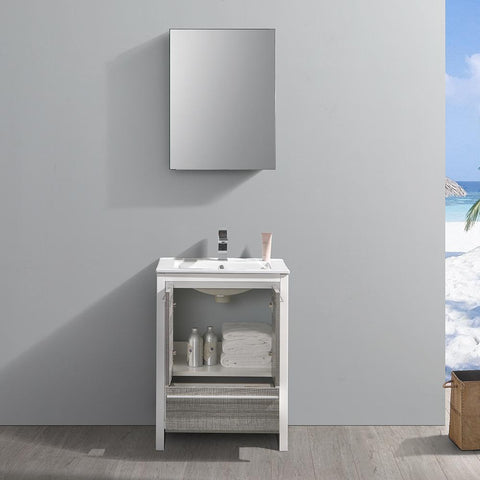 Fresca Allier Rio 24" Ash Gray Modern Bathroom Vanity FVN8125HA-FFT1030BN