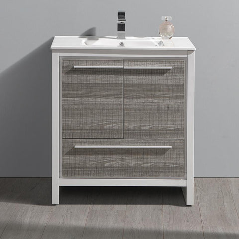 Image of Fresca Allier Rio 30" Ash Gray Modern Bathroom Cabinet w/ Sink FCB8130HA-I