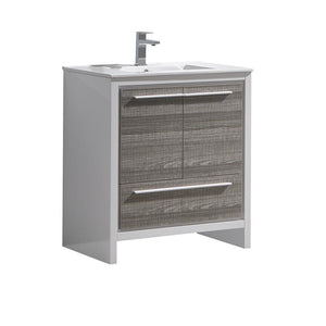 Fresca Allier Rio 30" Ash Gray Modern Bathroom Cabinet w/ Sink FCB8130HA-I