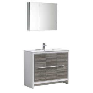 Fresca Allier Rio 40" Ash Gray Modern Bathroom Vanity FVN8140HA-FFT1030BN