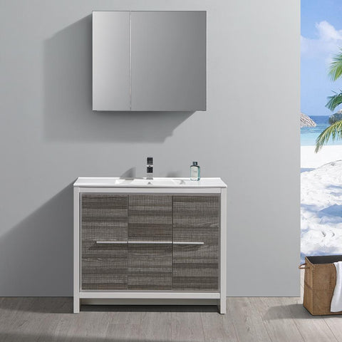 Fresca Allier Rio 40" Ash Gray Modern Bathroom Vanity FVN8140HA-FFT1030BN