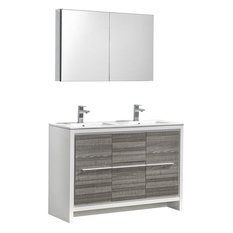 Image of Fresca Allier Rio 48" Ash Gray Modern Bathroom Vanity FVN8148HA-D-FFT1030BN