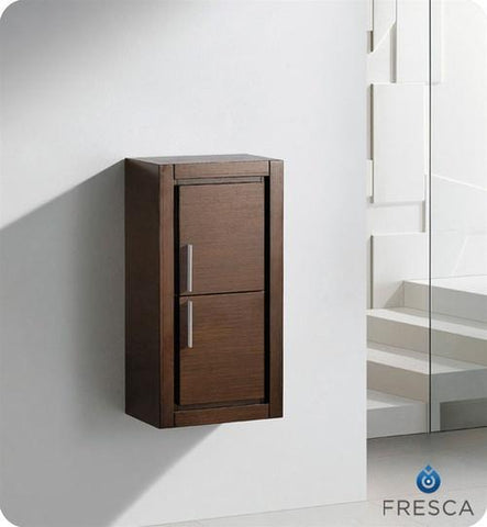 Image of Fresca Allier Wenge Brown Bathroom Linen Side Cabinet w/ 2 Doors FST8140WG