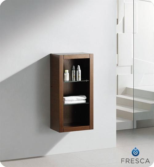 Fresca Allier Wenge Brown Bathroom Linen Side Cabinet w/ 2 Glass Shelves FST8130WG