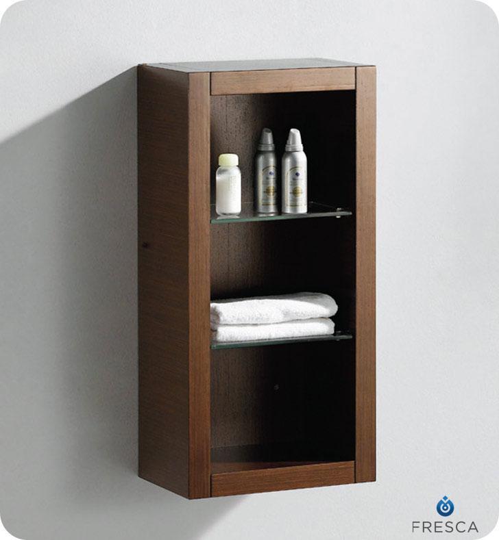 Fresca Allier Wenge Brown Bathroom Linen Side Cabinet w/ 2 Glass Shelves FST8130WG