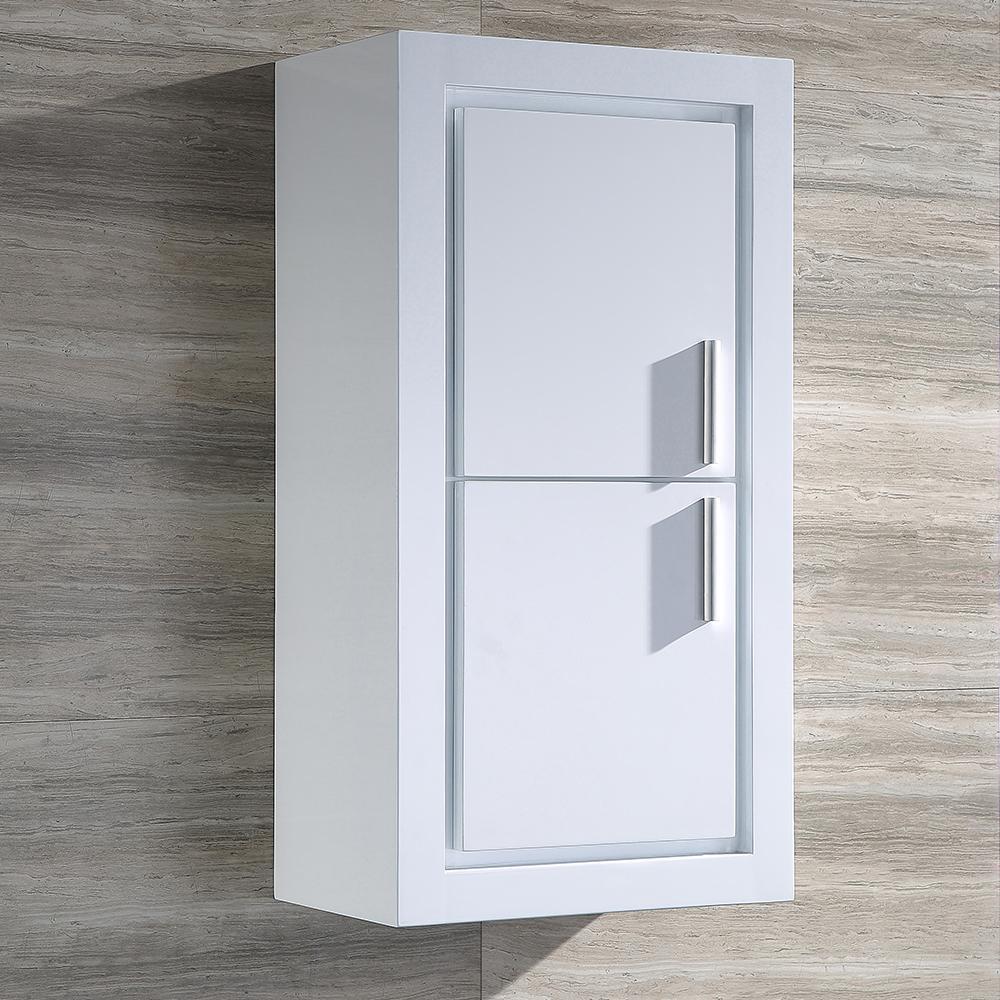 Fresca Allier White Bathroom Linen Side Cabinet w/ 2 Doors FST8140WH