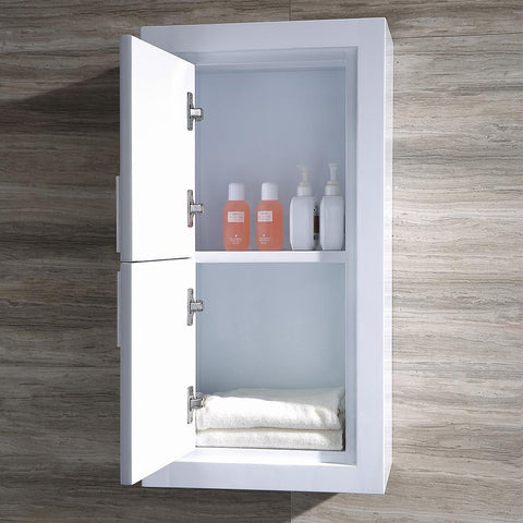 Image of Fresca Allier White Bathroom Linen Side Cabinet w/ 2 Doors FST8140WH
