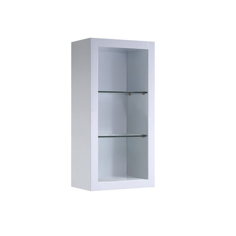 Image of Fresca Allier White Bathroom Linen Side Cabinet w/ 2 Glass Shelves FST8130WH