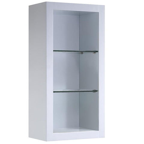 Image of Fresca Allier White Bathroom Linen Side Cabinet w/ 2 Glass Shelves FST8130WH