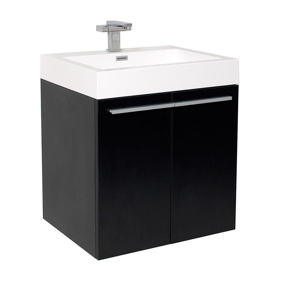 Fresca Alto 23" Black Modern Bathroom Cabinet w/ Integrated Sink FCB8058BW-I