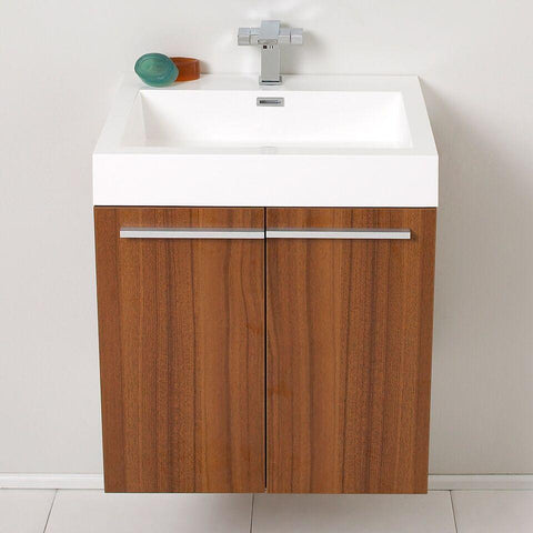 Image of Fresca Alto 23" Teak Modern Bathroom Cabinet w/ Integrated Sink FCB8058TK-I