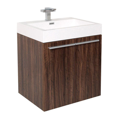 Image of Fresca Alto 23" Walnut Modern Bathroom Cabinet w/ Integrated Sink FCB8058GW-I