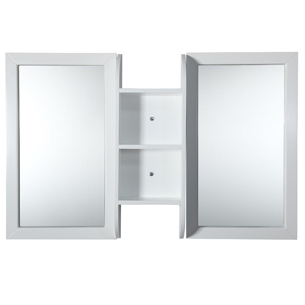 Fresca Bellezza 54" White Mirrors with Shelf Combination FMR6119WH-SHF