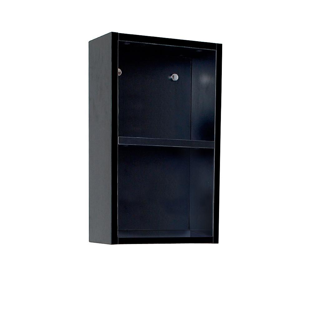 Fresca Black Bathroom Linen Side Cabinet w/ 2 Open Storage Areas FST8092BW