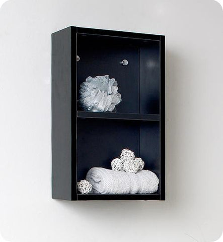 Image of Fresca Black Bathroom Linen Side Cabinet w/ 2 Open Storage Areas FST8092BW
