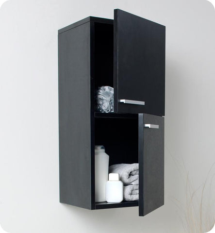Image of Fresca Black Bathroom Linen Side Cabinet w/ 2 Storage Areas FST8091BW
