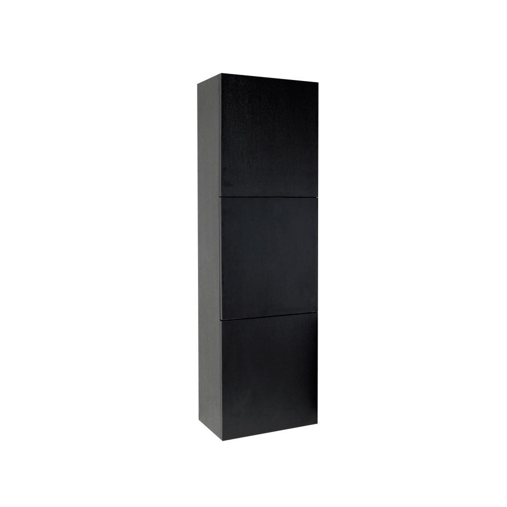 Fresca Black Bathroom Linen Side Cabinet w/ 3 Large Storage Areas FST8090BW