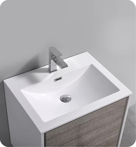 Image of Fresca Catania 24" Glossy Ash Gray Wall Hung Modern Bathroom Cabinet w/ Integrated Sink | FCB9224HA-I