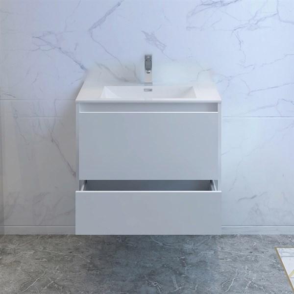 Fresca Catania 30" Glossy White Wall Hung Modern Bathroom Cabinet w/ Integrated Sink | FCB9230WH-I