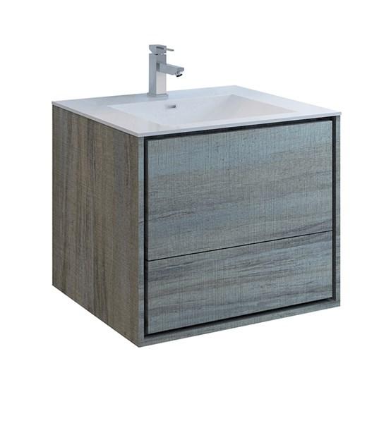 Fresca Catania 30" Ocean Gray Wall Hung Modern Bathroom Cabinet w/ Integrated Sink | FCB9230OG-I