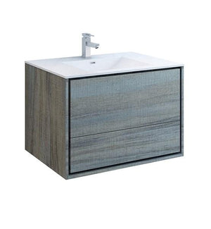 Fresca Catania 36" Ocean Gray Wall Hung Modern Bathroom Cabinet w/ Integrated Sink | FCB9236OG-I