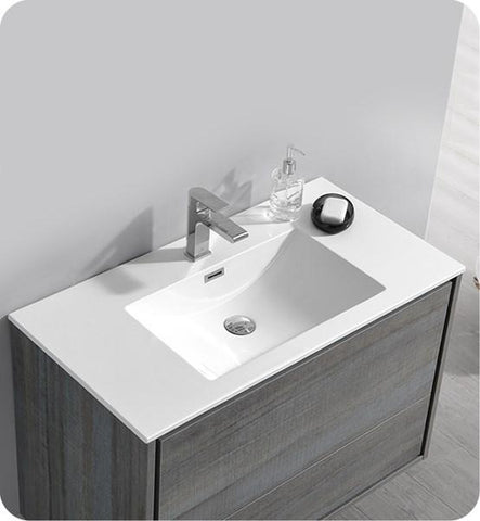 Image of Fresca Catania 36" Ocean Gray Wall Hung Modern Bathroom Cabinet w/ Integrated Sink | FCB9236OG-I