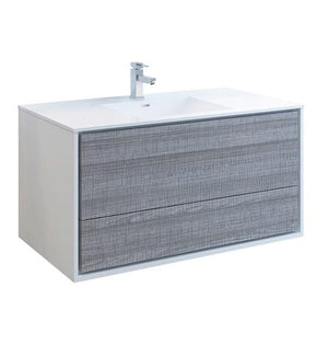 Fresca Catania 48" Glossy Ash Gray Wall Hung Modern Bathroom Cabinet w/ Integrated Sink | FCB9248HA-I