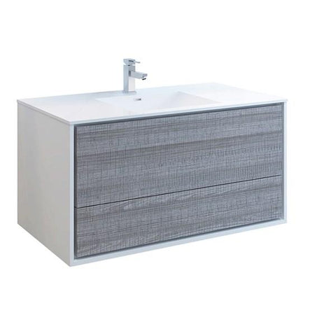 Image of Fresca Catania 48" Glossy Ash Gray Wall Hung Modern Bathroom Cabinet w/ Integrated Sink | FCB9248HA-I