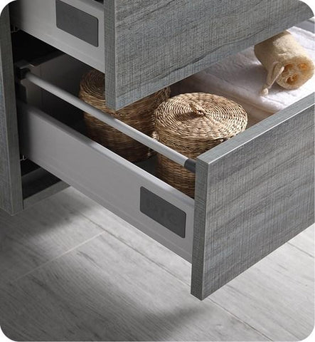Image of Fresca Catania 48" Ocean Gray Wall Hung Modern Bathroom Cabinet w/ Integrated Double Sink | FCB9248OG-D-I