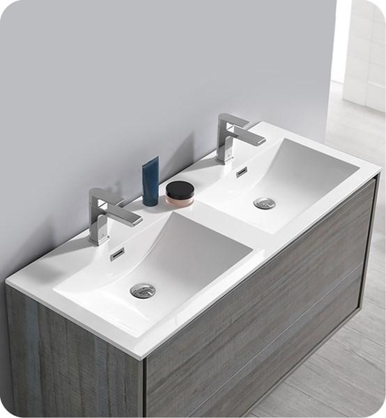 Fresca Catania 48" Ocean Gray Wall Hung Modern Bathroom Cabinet w/ Integrated Double Sink | FCB9248OG-D-I FCB9248OG-D-I