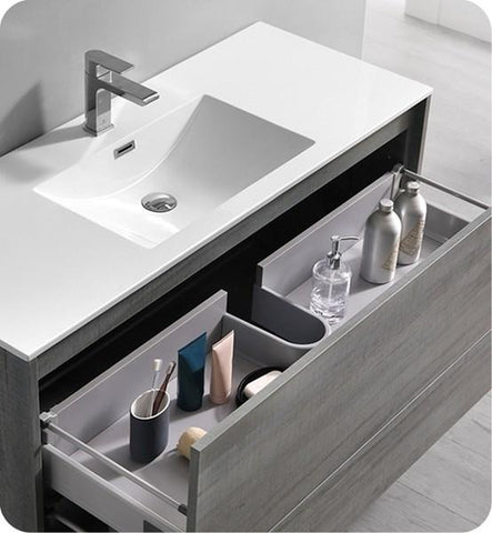 Image of Fresca Catania 48" Ocean Gray Wall Hung Modern Bathroom Cabinet w/ Integrated Sink | FCB9248OG-I