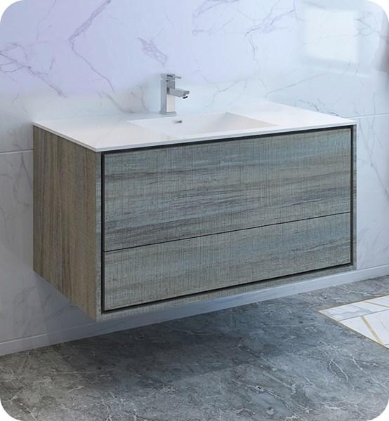 Fresca Catania 48" Ocean Gray Wall Hung Modern Bathroom Cabinet w/ Integrated Sink | FCB9248OG-I FCB9248OG-I
