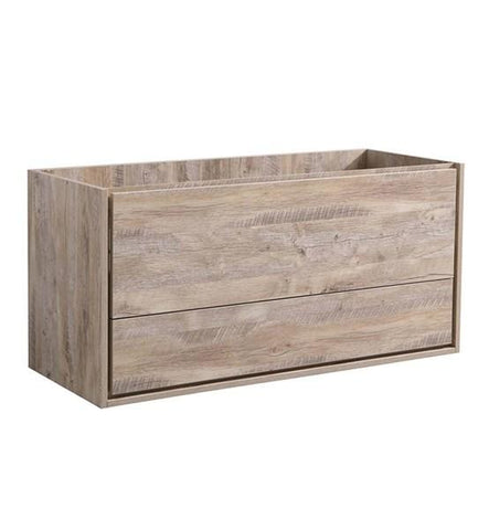 Image of Fresca Catania 48" Rustic Natural Wood Wall Hung Double Sink Modern Bathroom Cabinet | FCB9248RNW-D