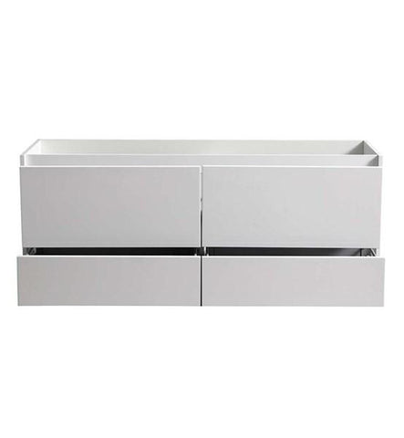 Image of Fresca Catania 60" Glossy White Wall Hung Double Sink Modern Bathroom Cabinet | FCB9260WH-D FCB9260WH-D