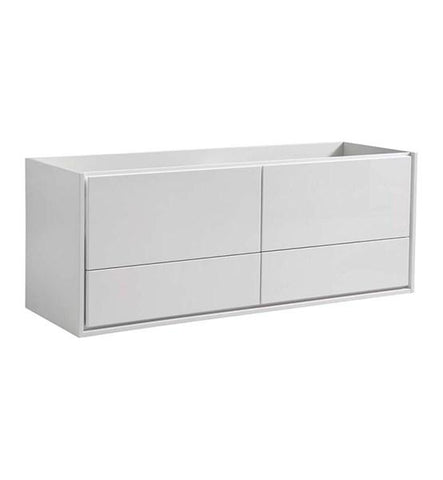 Image of Fresca Catania 60" Glossy White Wall Hung Double Sink Modern Bathroom Cabinet | FCB9260WH-D FCB9260WH-D