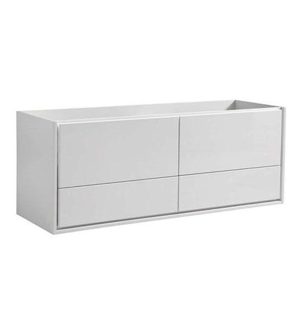 Image of Fresca Catania 60" Glossy White Wall Hung Single Sink Modern Bathroom Cabinet | FCB9260WH-S