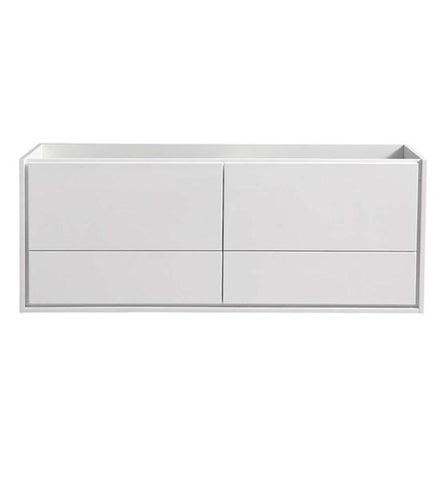 Image of Fresca Catania 60" Glossy White Wall Hung Single Sink Modern Bathroom Cabinet | FCB9260WH-S