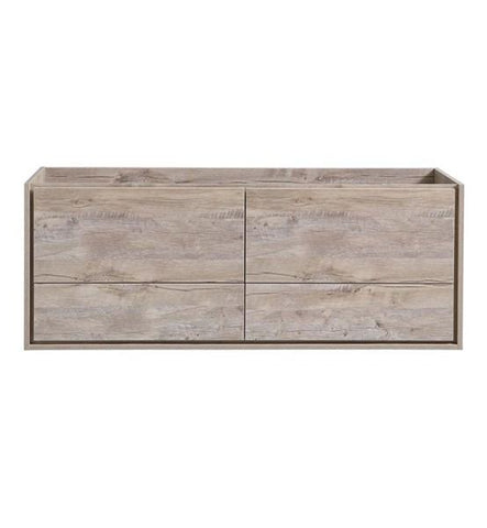 Image of Fresca Catania 60" Rustic Natural Wood Wall Hung Double Sink Modern Bathroom Cabinet | FCB9260RNW-D