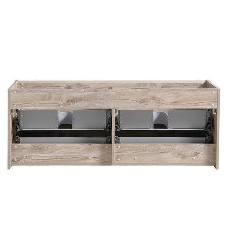 Image of Fresca Catania 60" Rustic Natural Wood Wall Hung Double Sink Modern Bathroom Cabinet | FCB9260RNW-D