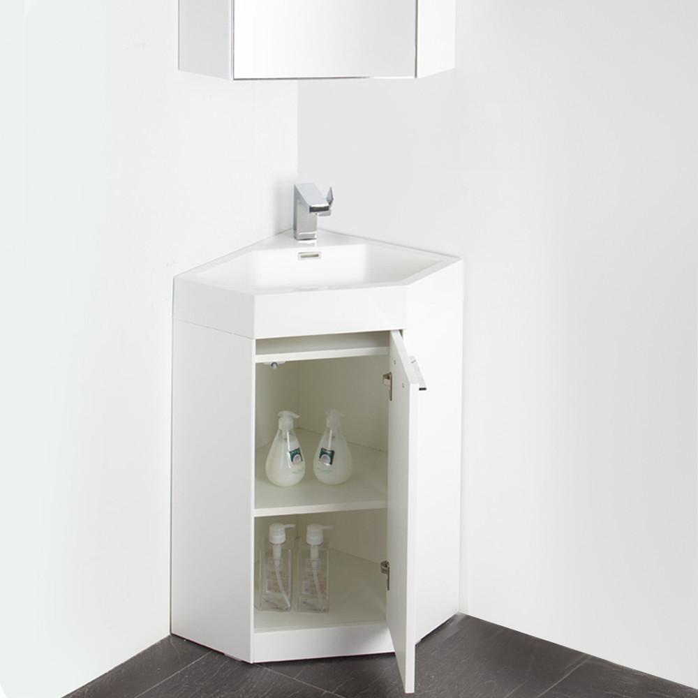 Fresca Coda 18" White Corner Bathroom Vanity FVN5084WH-FFT1030BN