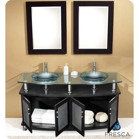 Image of Fresca Contento 60" Espresso Modern Double Sink Bathroom Vanity