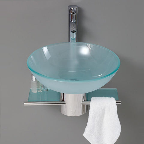 Image of Fresca Cristallino 18" Modern Glass Bathroom Vanity FVN1012-FFT1044CH