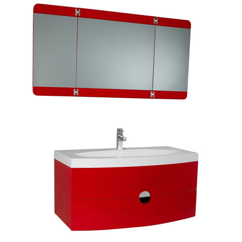 Image of Fresca Energia 36" Bathroom Vanity w/ Folding Mirror FVN5092RD-FFT1030BN