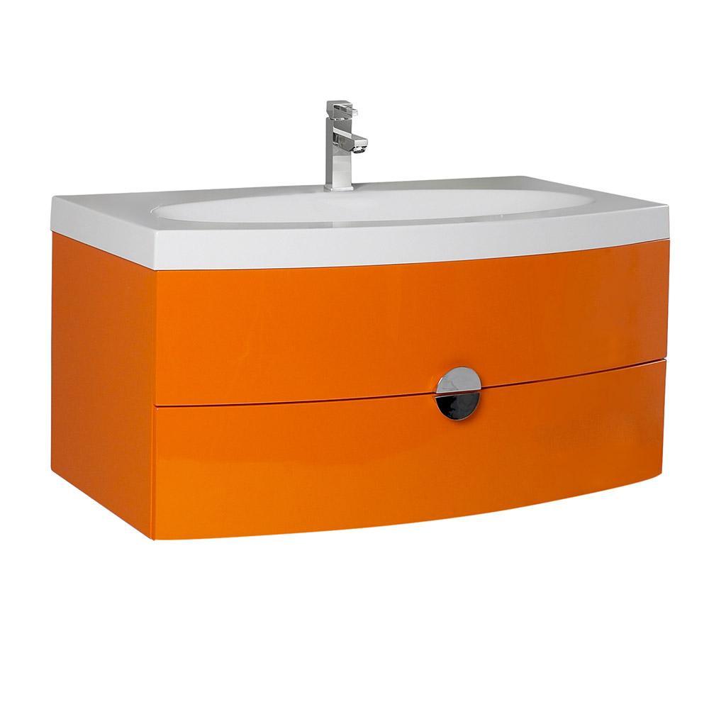 Fresca Energia 36" Orange Modern Bathroom Cabinet w/ Integrated Sink FCB5092OR-I