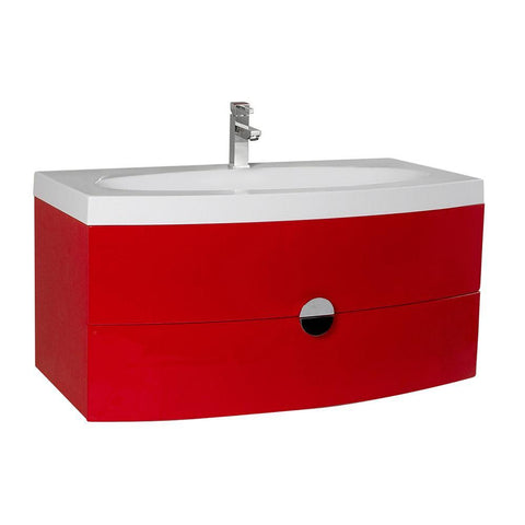 Image of Fresca Energia 36" Red Modern Bathroom Cabinet w/ Integrated Sink FCB5092RD-I