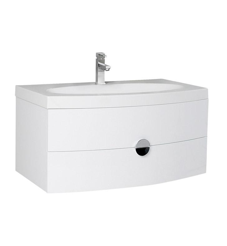 Fresca Energia 36" White Modern Bathroom Cabinet w/ Integrated Sink FCB5092PW-I