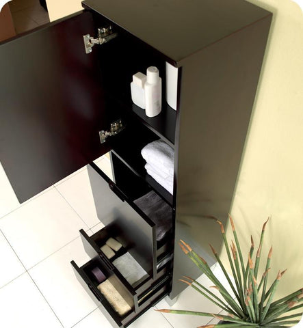 Image of Fresca Espresso Bathroom Linen Side Cabinet w/ 4 Storage Areas FST1040ES