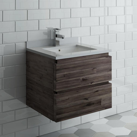 Fresca Formosa 24" Wall Hung Modern Bathroom Cabinet w/ Top & Sink FCB3124ACA-CWH-U